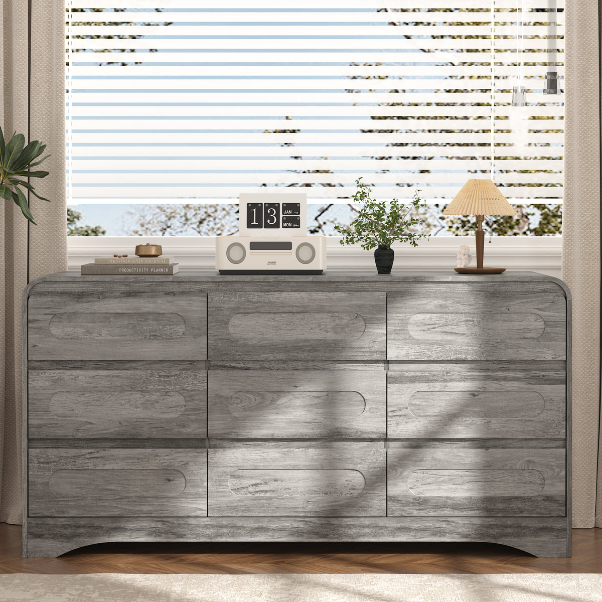 SOLACE FURNITURE 9 Drawers Dresser for Bedroom, 63" Wide Modern Dressers for Bedroom Living Room Hallway