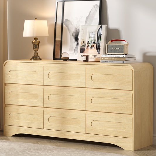 SOLACE FURNITURE 9 Drawers Dresser for Bedroom, 63" Wide Modern Dressers for Bedroom Living Room Hallway