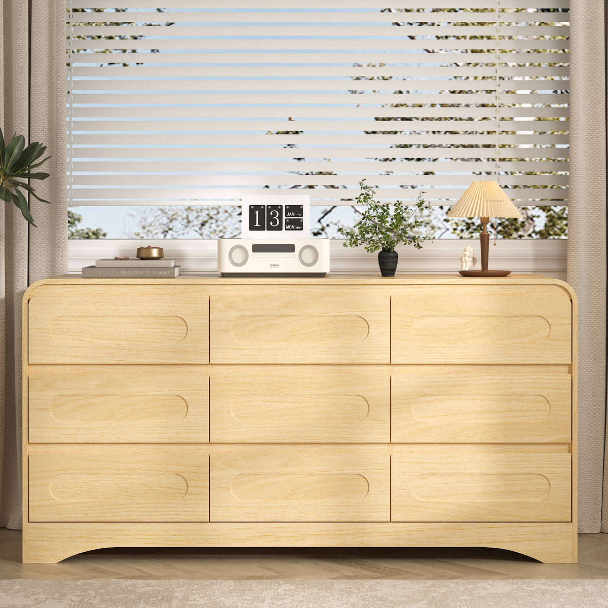 SOLACE FURNITURE 9 Drawers Dresser for Bedroom, 63" Wide Modern Dressers for Bedroom Living Room Hallway