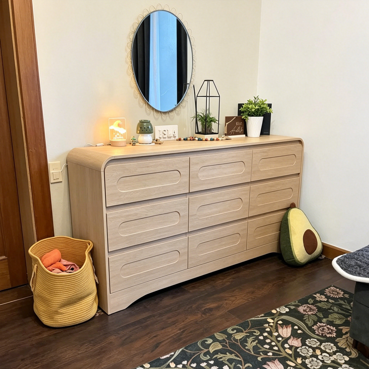 SOLACE FURNITURE 9 Drawers Dresser for Bedroom, 63" Wide Modern Dressers for Bedroom Living Room Hallway