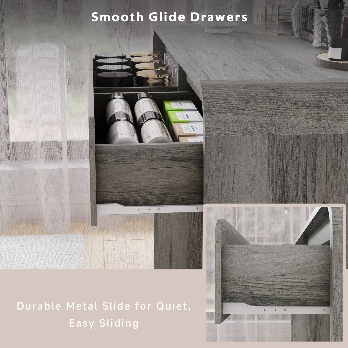 Vanity Desk, Makeup Vanity Desk with 2 Drawers Storage, Modern Makeup Vanity Dressing Table