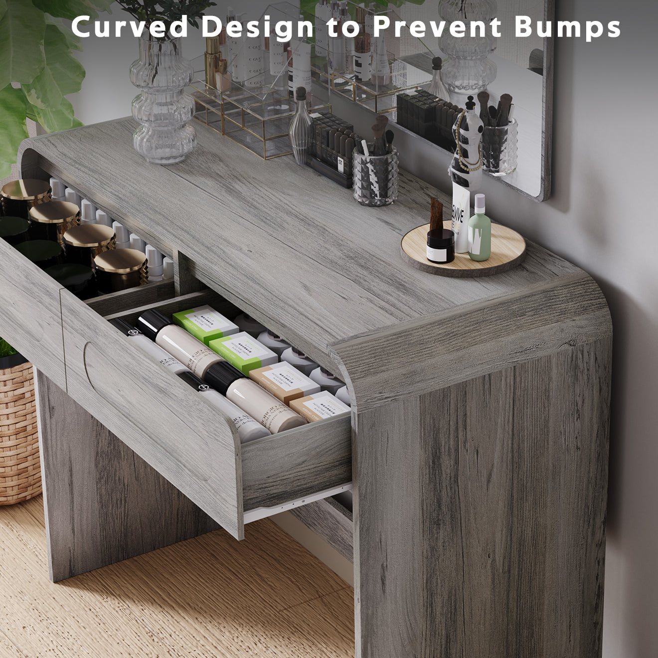 Vanity Desk, Makeup Vanity Desk with 2 Drawers Storage, Modern Makeup Vanity Dressing Table