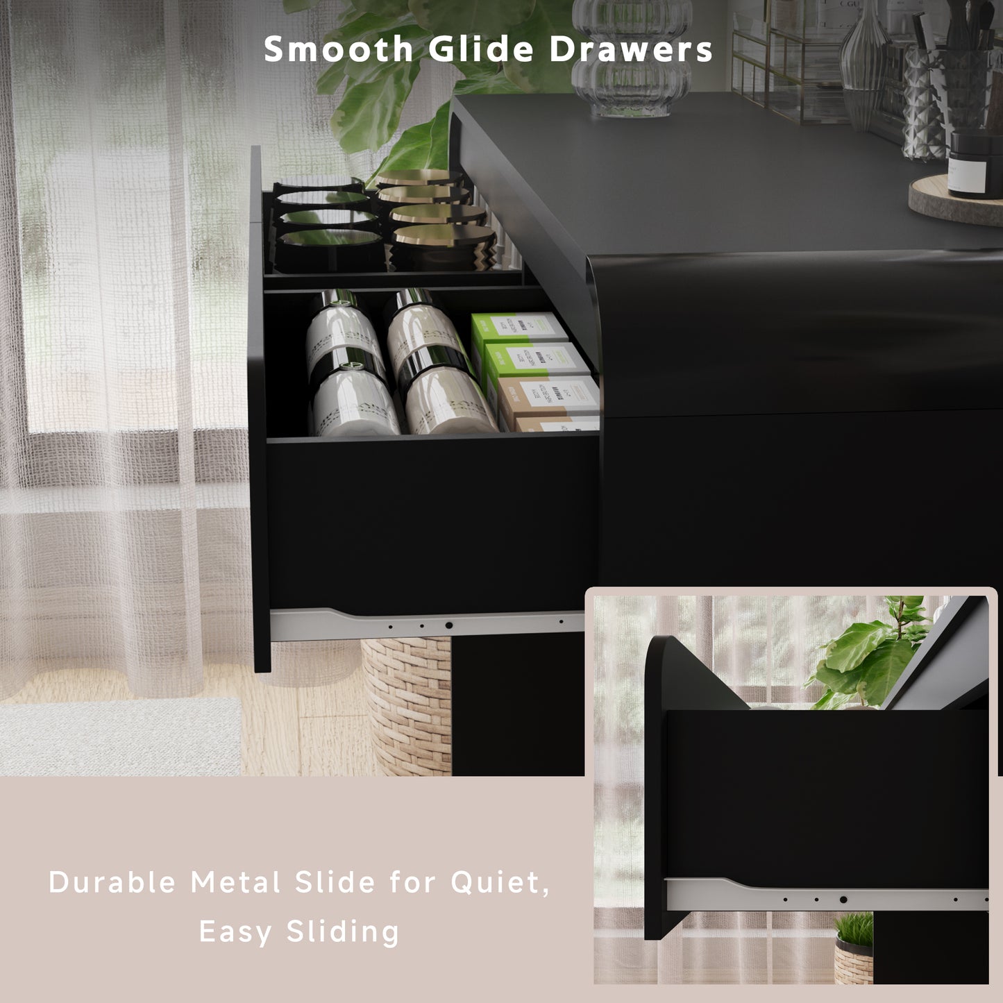 Vanity Desk, Makeup Vanity Desk with 2 Drawers Storage, Modern Makeup Vanity Dressing Table