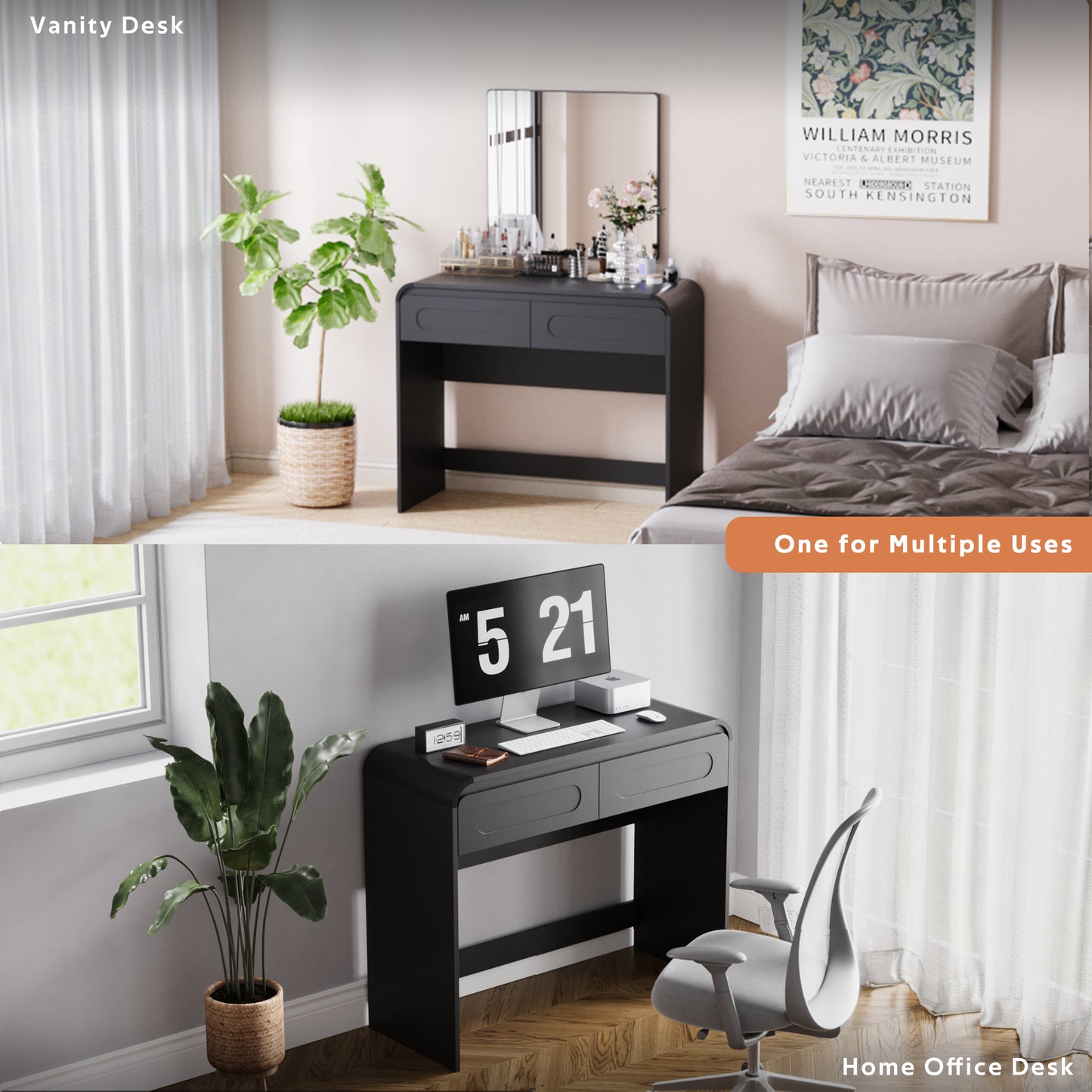 Vanity Desk, Makeup Vanity Desk with 2 Drawers Storage, Modern Makeup Vanity Dressing Table