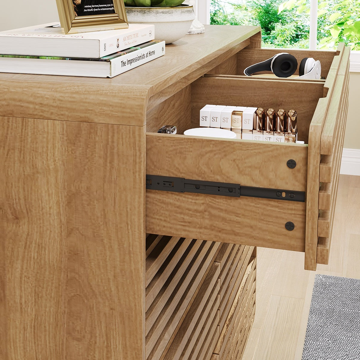 SOLACE FURNITURE 8 Drawer Dresser for Bedroom, Wooden Chest of Drawers with Rounded Corners