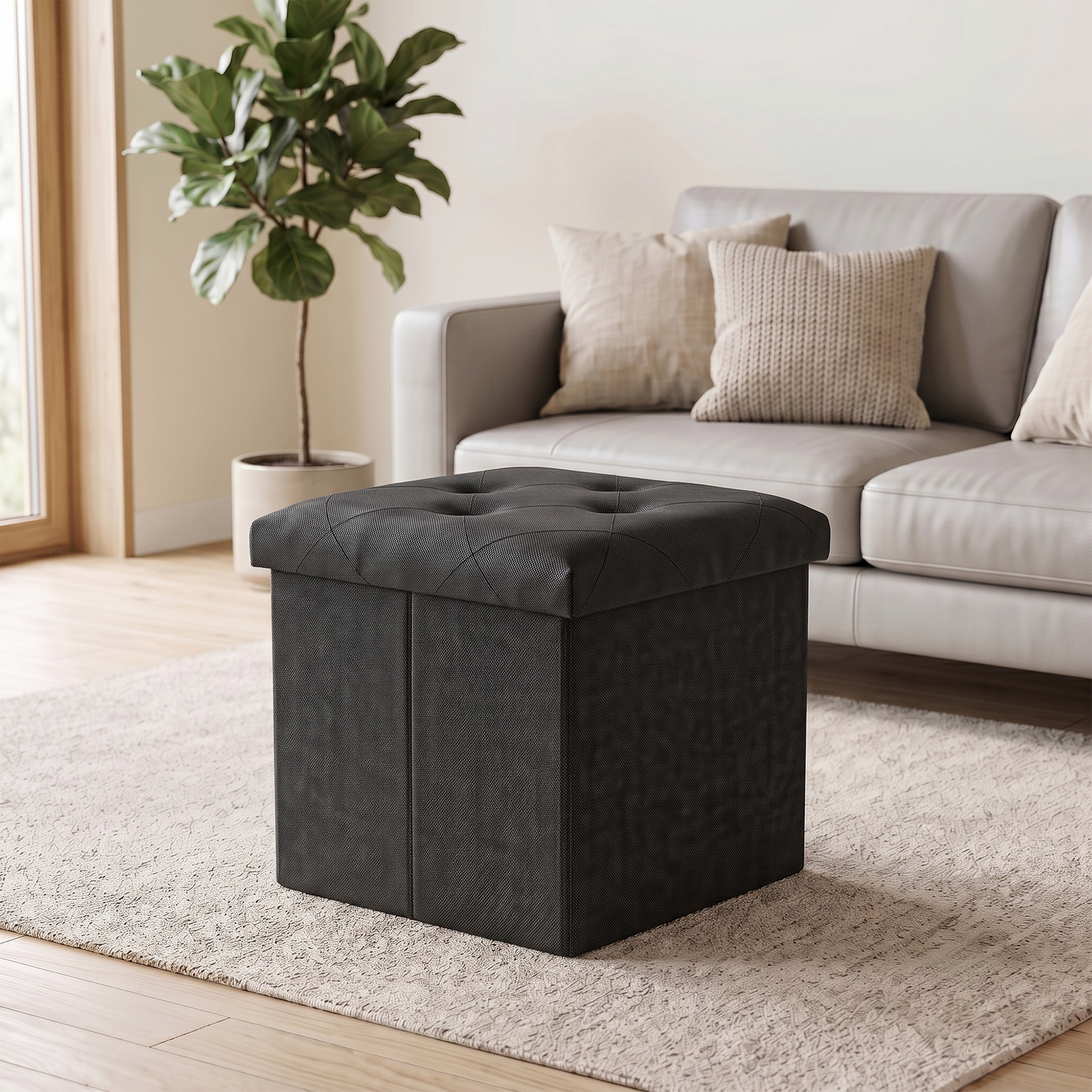 SOLACE FURNITURE Storage Ottoman, Foot Rest for Living Room, Entryway