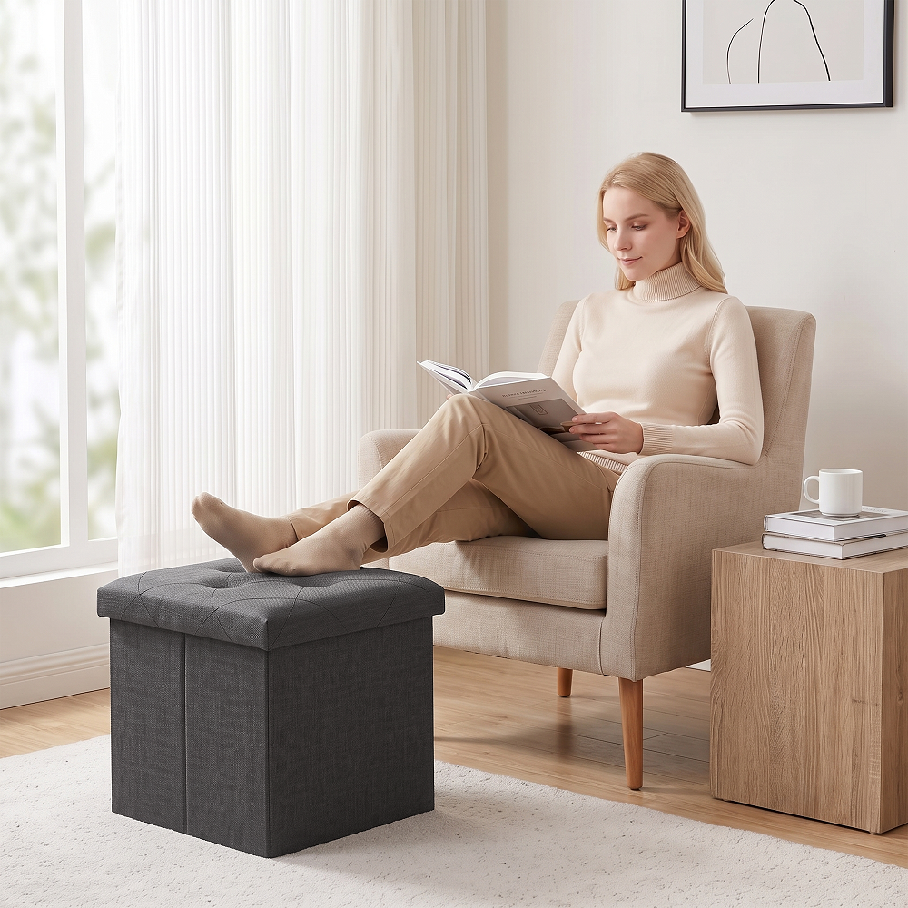 SOLACE FURNITURE Storage Ottoman, Foot Rest for Living Room, Entryway