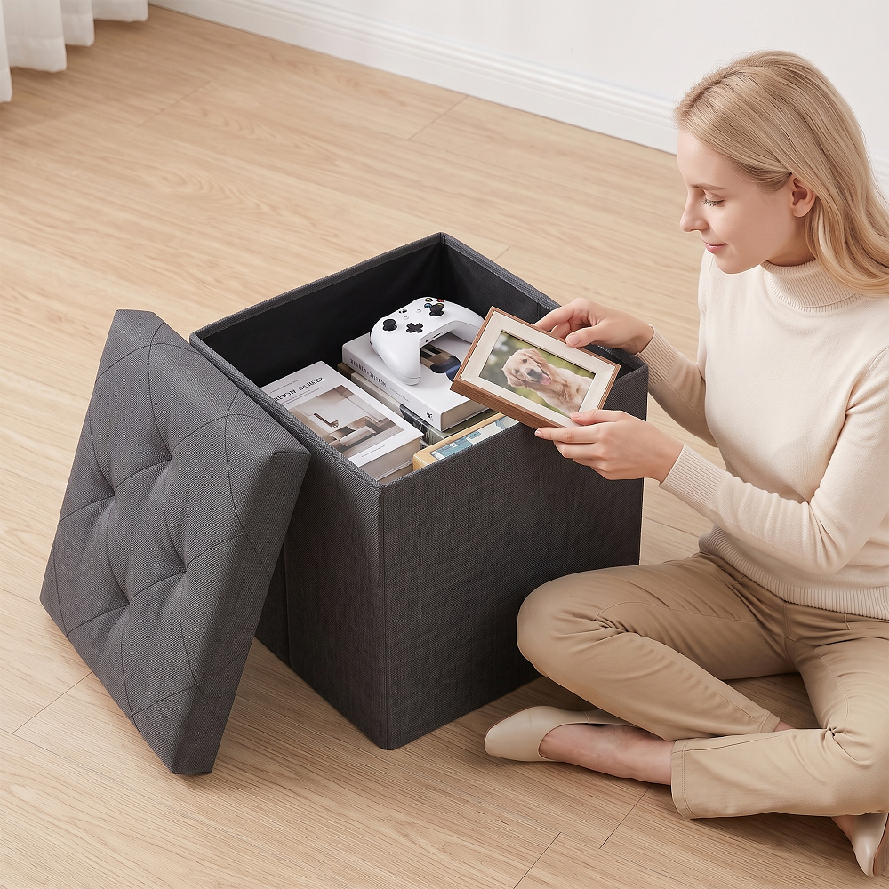 SOLACE FURNITURE Storage Ottoman, Foot Rest for Living Room, Entryway