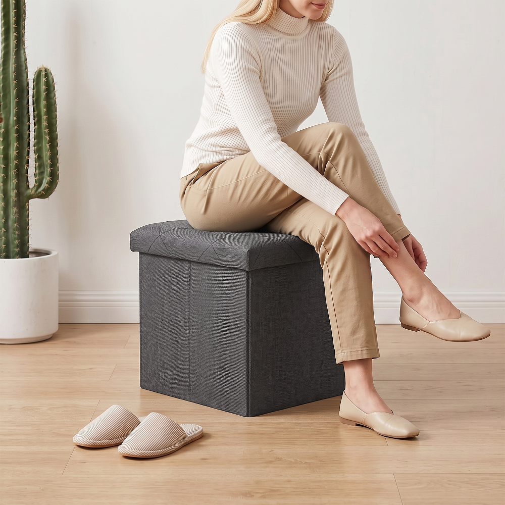SOLACE FURNITURE Storage Ottoman, Foot Rest for Living Room, Entryway