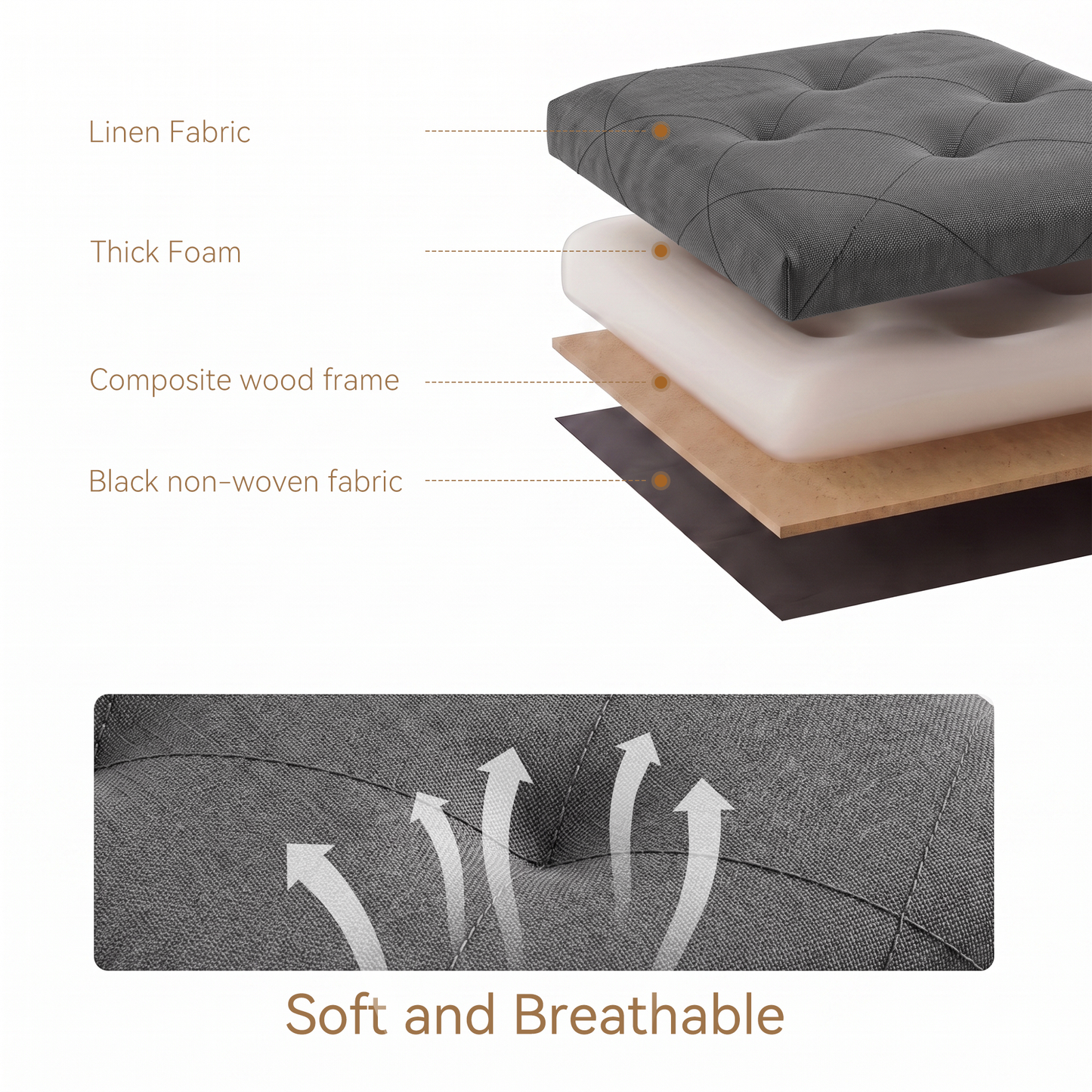 SOLACE FURNITURE Storage Ottoman, Foot Rest for Living Room, Entryway