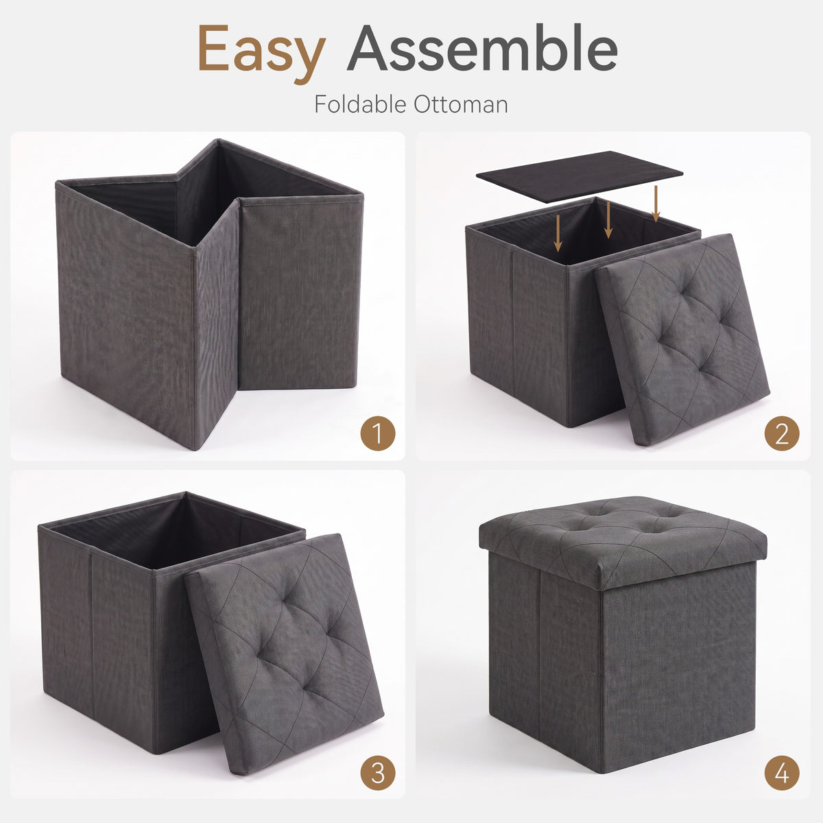 SOLACE FURNITURE Ottoman with Storage for Living Room, Entryway