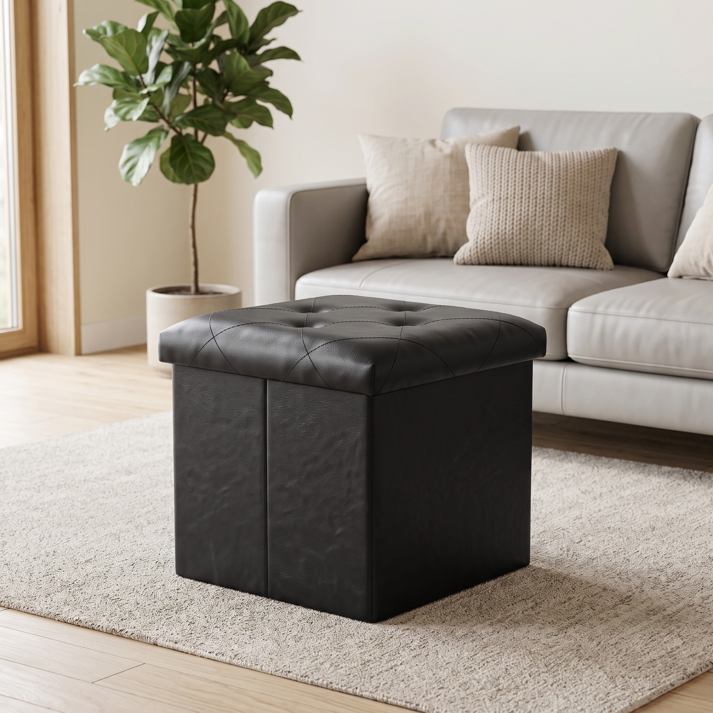 SOLACE FURNITURE Storage Ottoman, Foot Rest for Living Room, Entryway