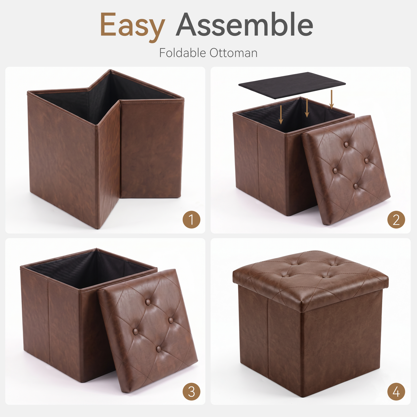 SOLACE FURNITURE Storage Ottoman, Foot Rest for Living Room, Entryway