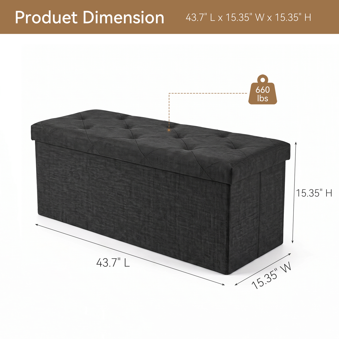 SOLACE FURNITURE Storage Bench, Foot Rest, End of Bed Bench, Storage Chest for Living Room, Bedroom, Entryway