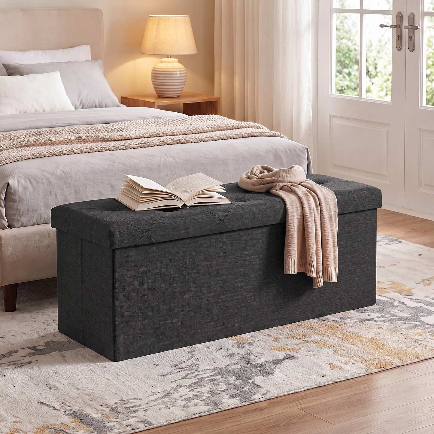 SOLACE FURNITURE Storage Bench, Foot Rest, End of Bed Bench, Storage Chest for Living Room, Bedroom, Entryway