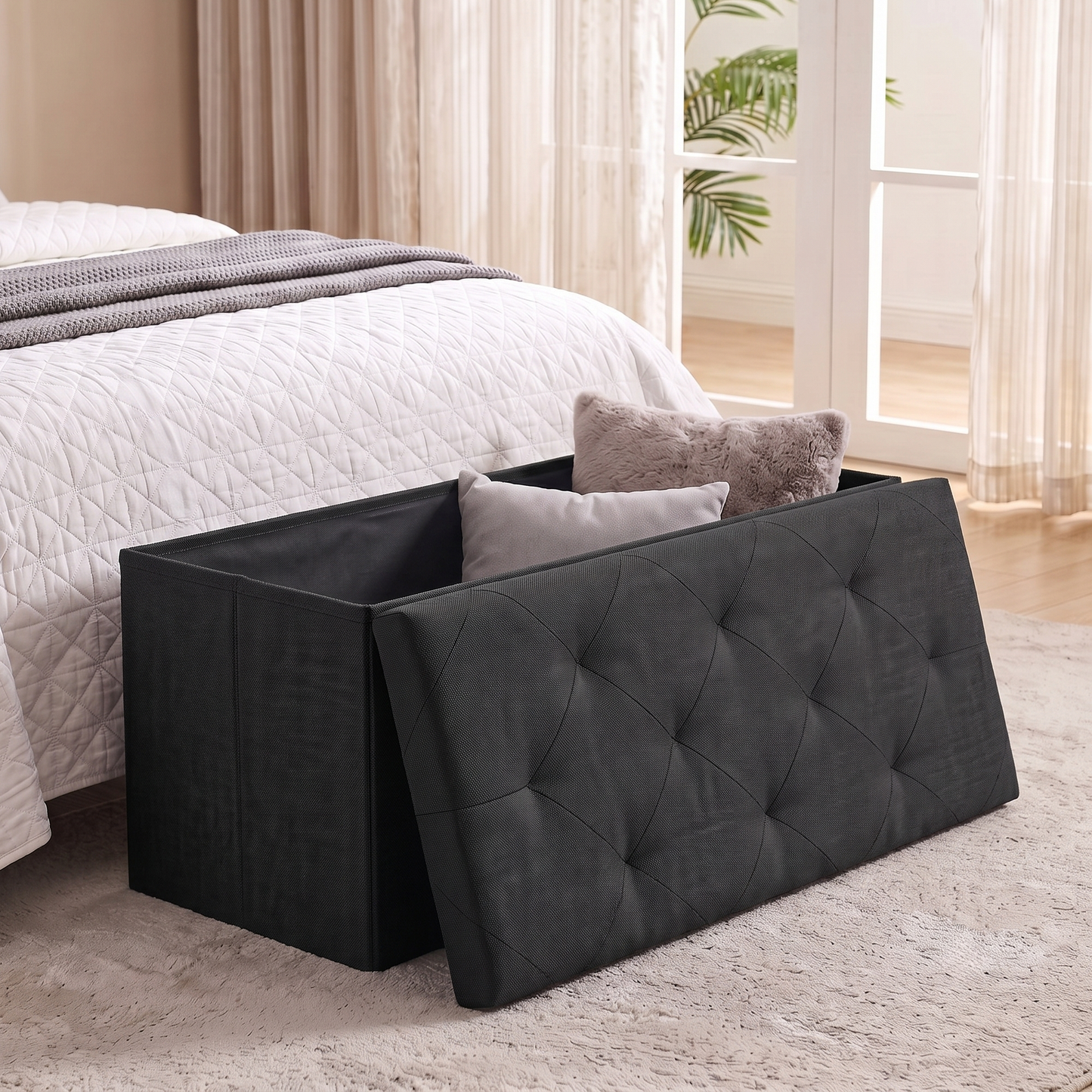 SOLACE FURNITURE Storage Bench, Foot Rest, End of Bed Bench, Storage Chest for Living Room, Bedroom, Entryway