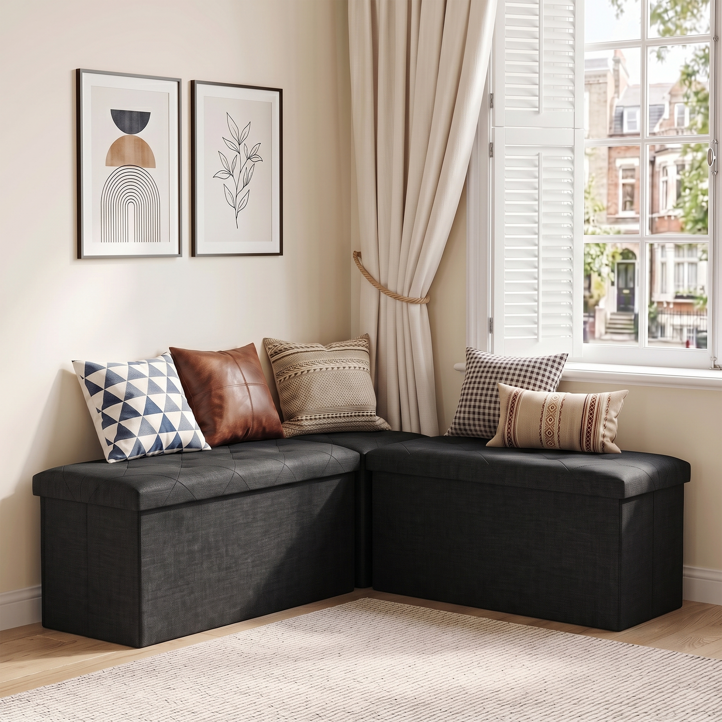 SOLACE FURNITURE Storage Bench, Foot Rest, End of Bed Bench, Storage Chest for Living Room, Bedroom, Entryway