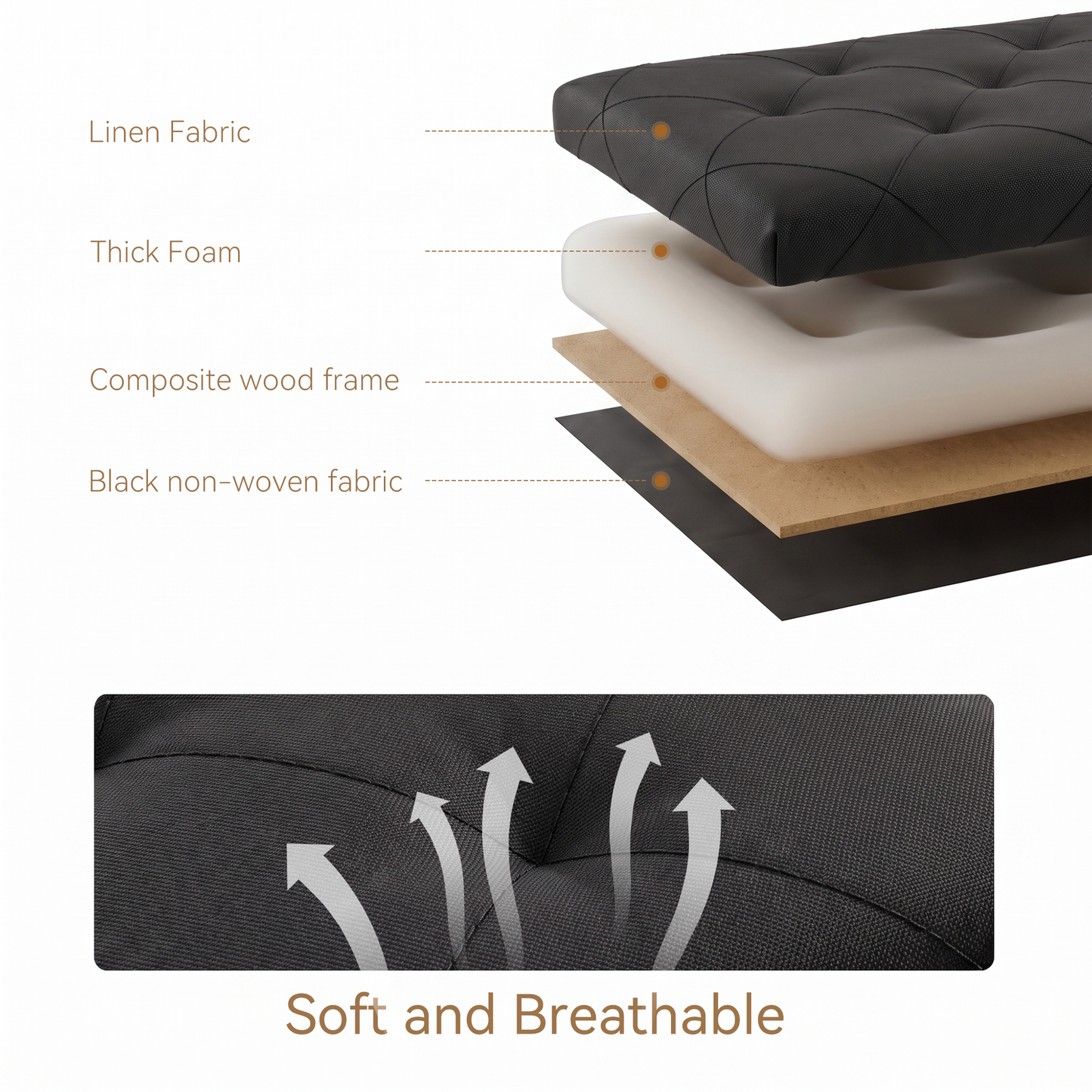 SOLACE FURNITURE Storage Bench, Foot Rest, End of Bed Bench, Storage Chest for Living Room, Bedroom, Entryway