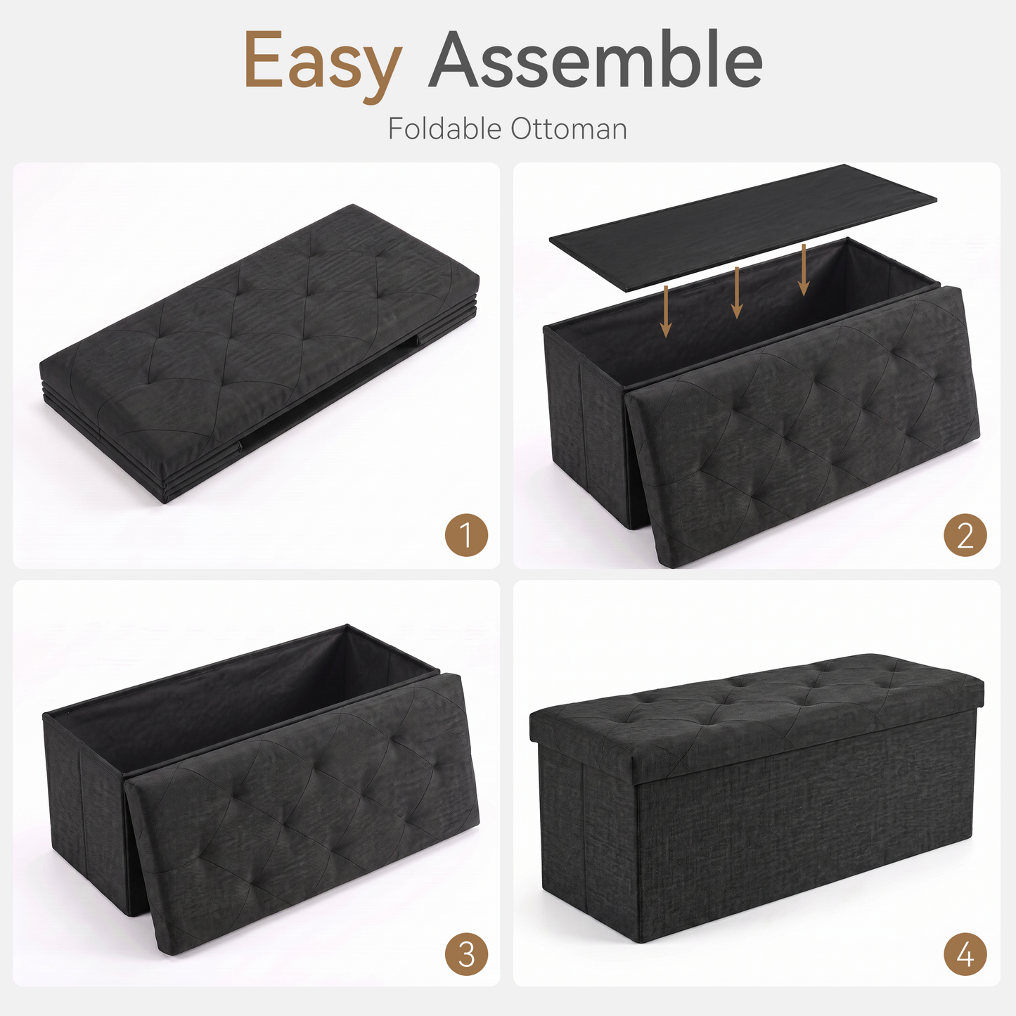 SOLACE FURNITURE Storage Bench, Foot Rest, End of Bed Bench, Storage Chest for Living Room, Bedroom, Entryway