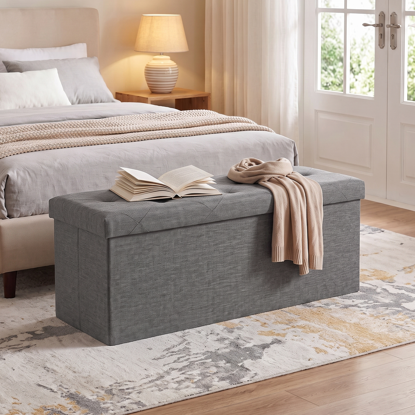 SOLACE FURNITURE Storage Bench, Foot Rest, End of Bed Bench, Storage Chest for Living Room, Bedroom, Entryway
