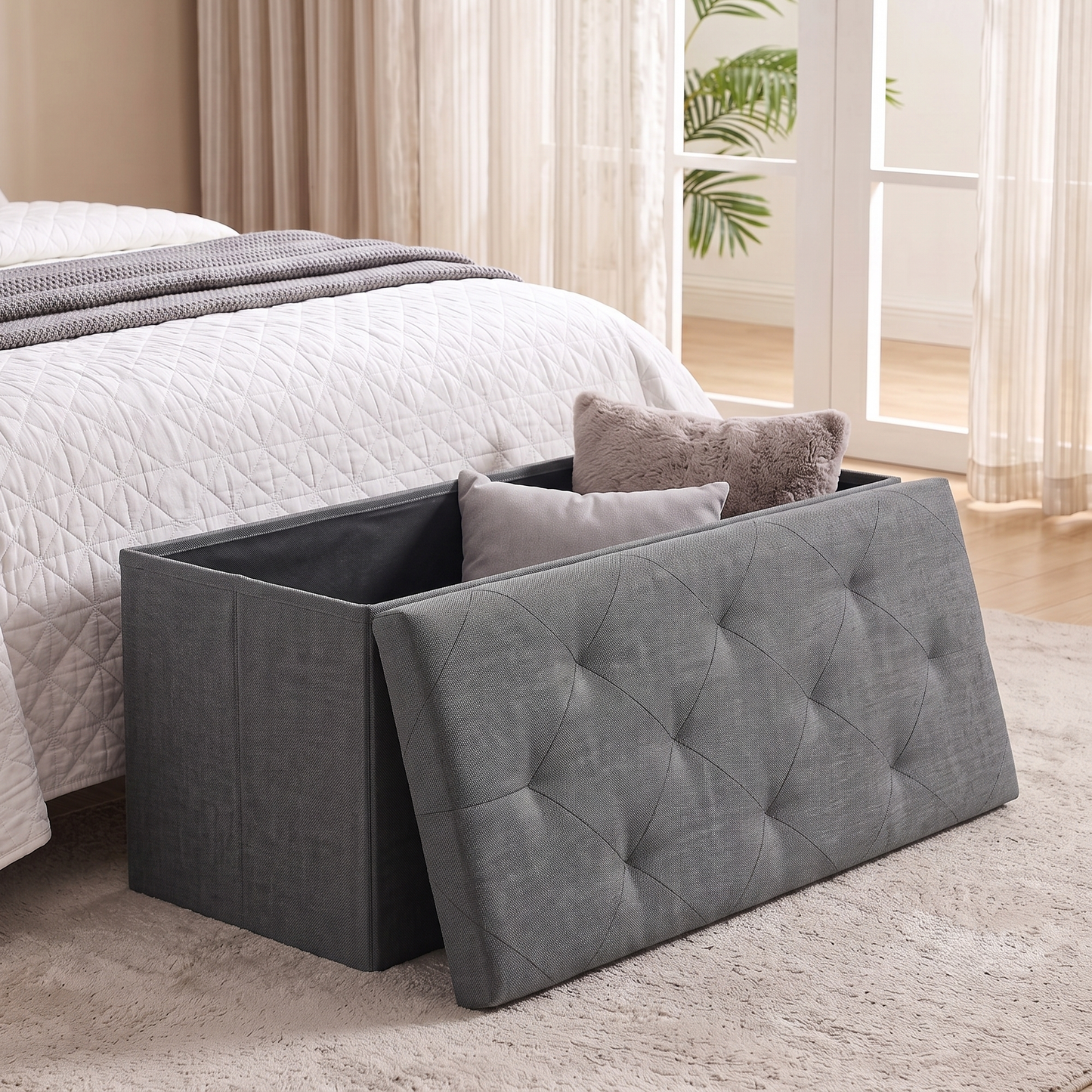 SOLACE FURNITURE Storage Bench, Foot Rest, End of Bed Bench, Storage Chest for Living Room, Bedroom, Entryway