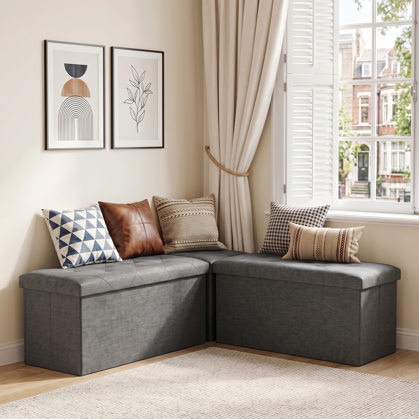 SOLACE FURNITURE Storage Bench, Foot Rest, End of Bed Bench, Storage Chest for Living Room, Bedroom, Entryway