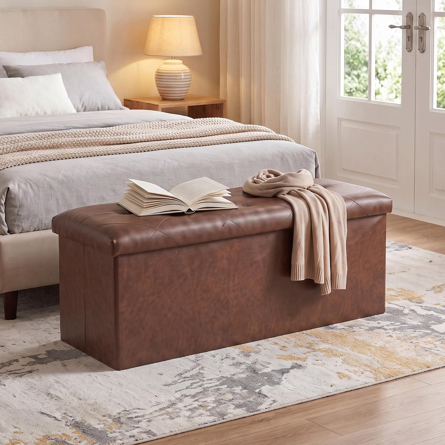 SOLACE FURNITURE Storage Bench, Foot Rest, End of Bed Bench, Storage Chest for Living Room, Bedroom, Entryway