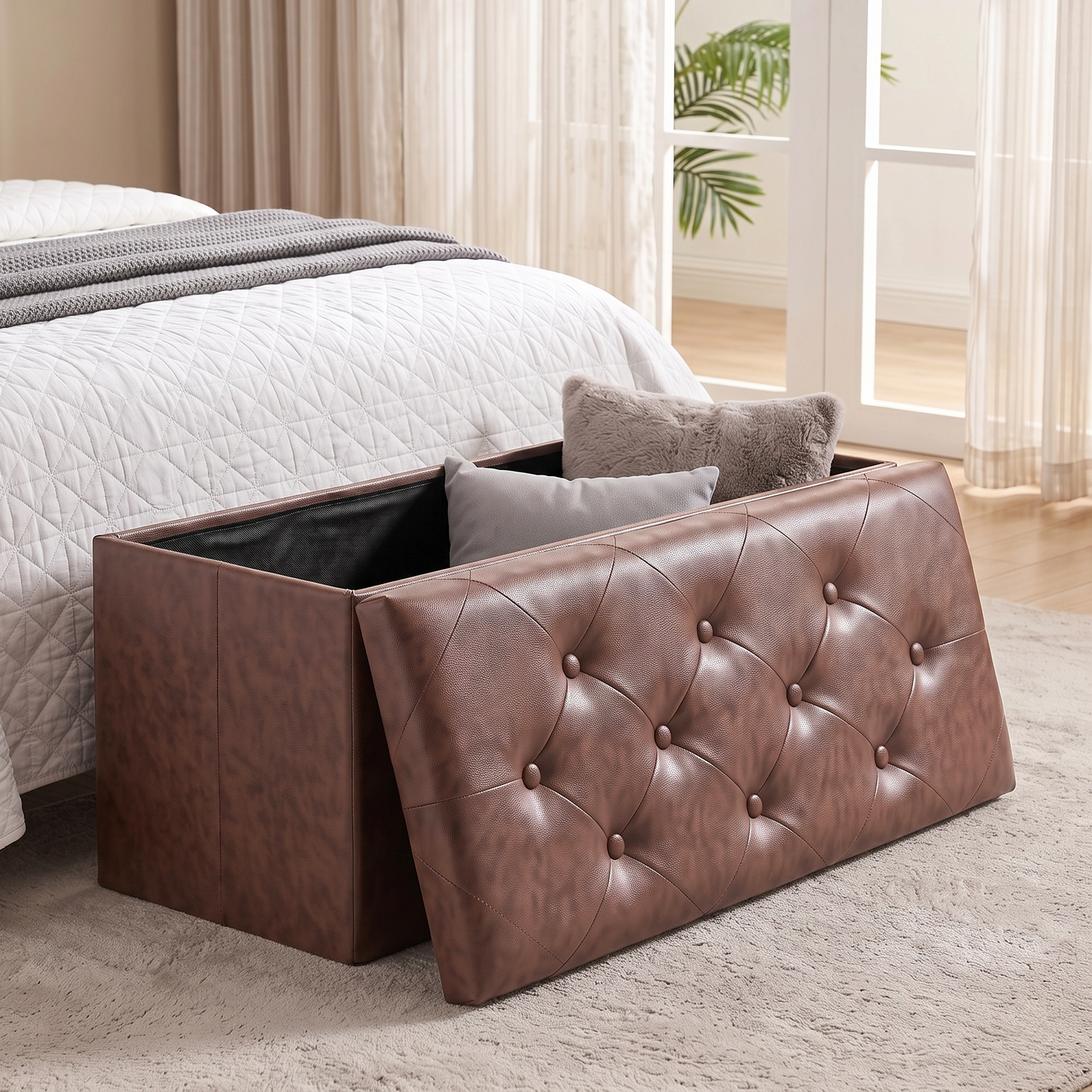 SOLACE FURNITURE Storage Bench, Foot Rest, End of Bed Bench, Storage Chest for Living Room, Bedroom, Entryway