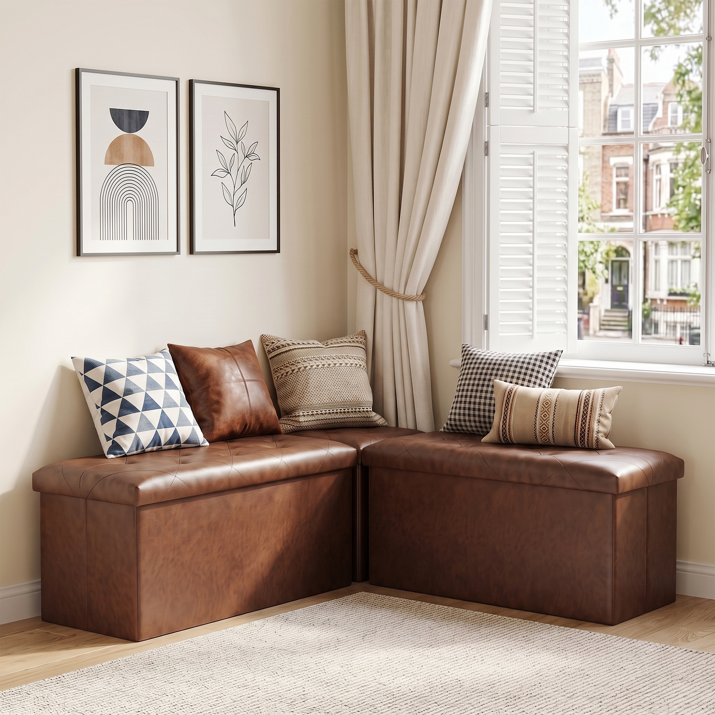 SOLACE FURNITURE Storage Bench, Foot Rest, End of Bed Bench, Storage Chest for Living Room, Bedroom, Entryway