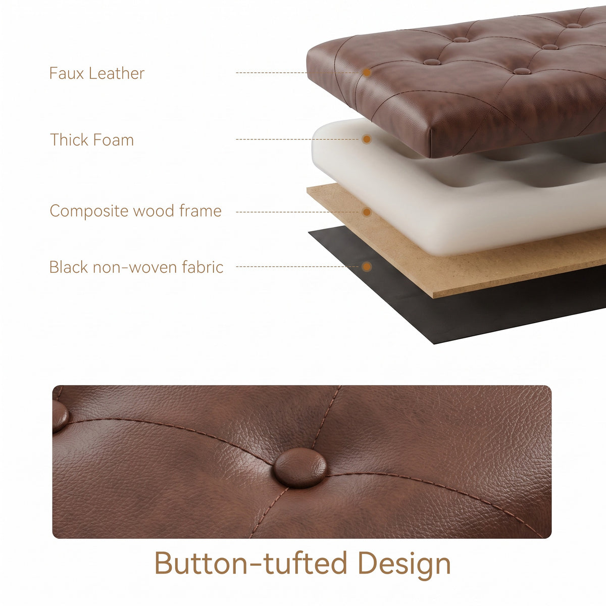 SOLACE FURNITURE Ottoman with Storage for Living Room, Entryway