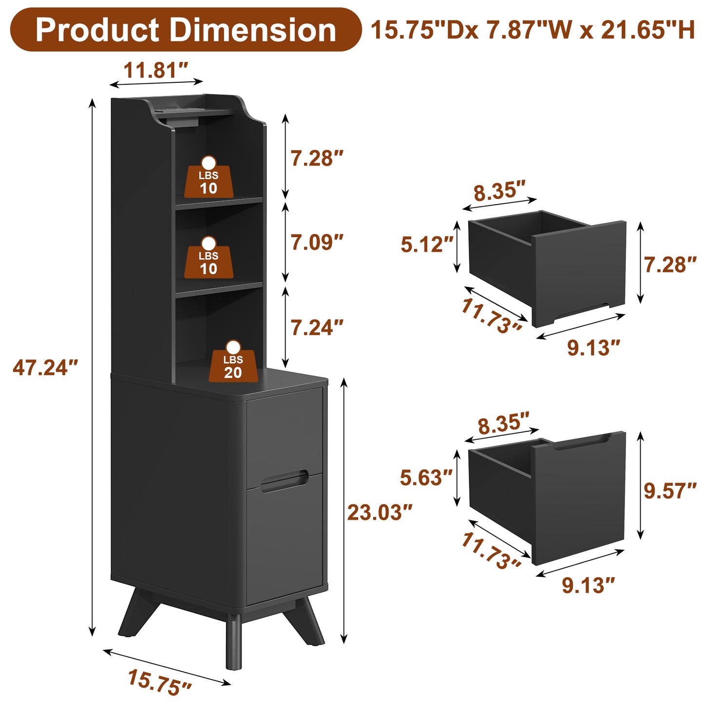 Tall Nightstand with Charging Station,Modern End Bedside Table for Bedroom