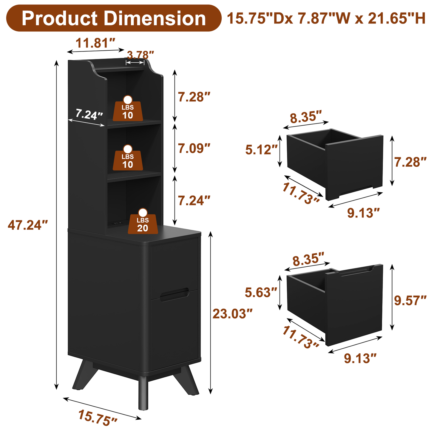 Tall Nightstand with Charging Station,Modern End Bedside Table for Bedroom