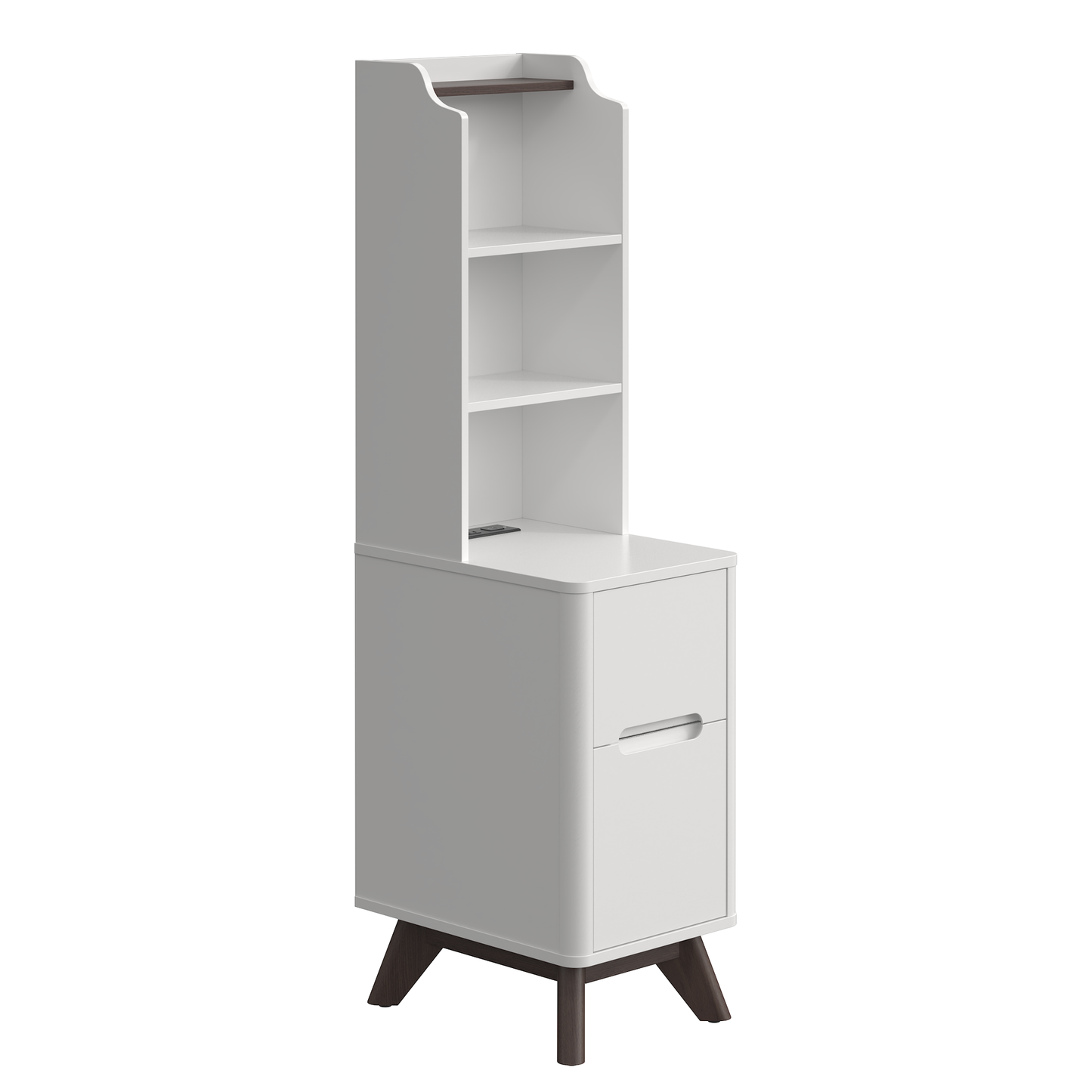 Tall Nightstand with Charging Station,Modern End Bedside Table for Bedroom