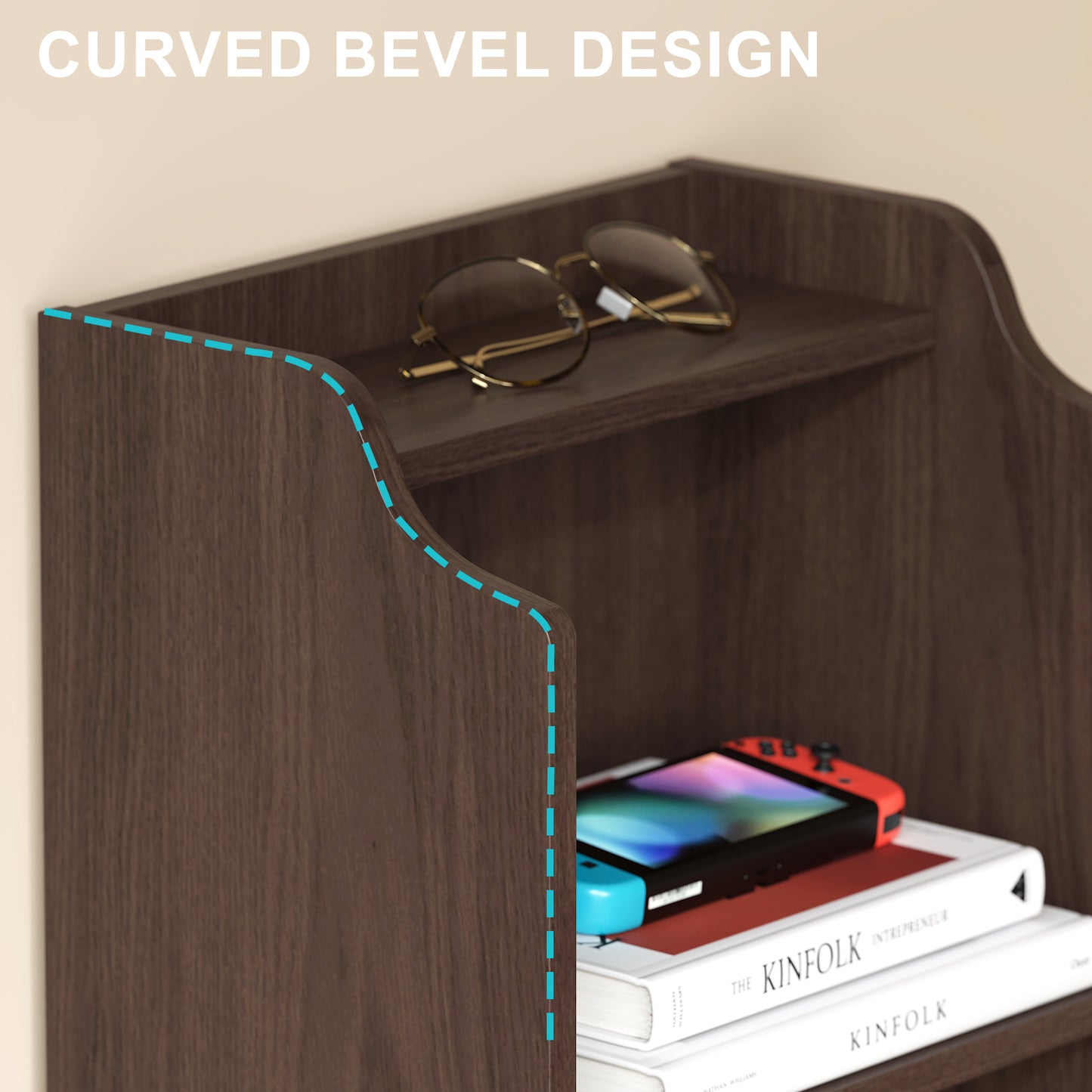 Tall Nightstand with Charging Station,Modern End Bedside Table for Bedroom