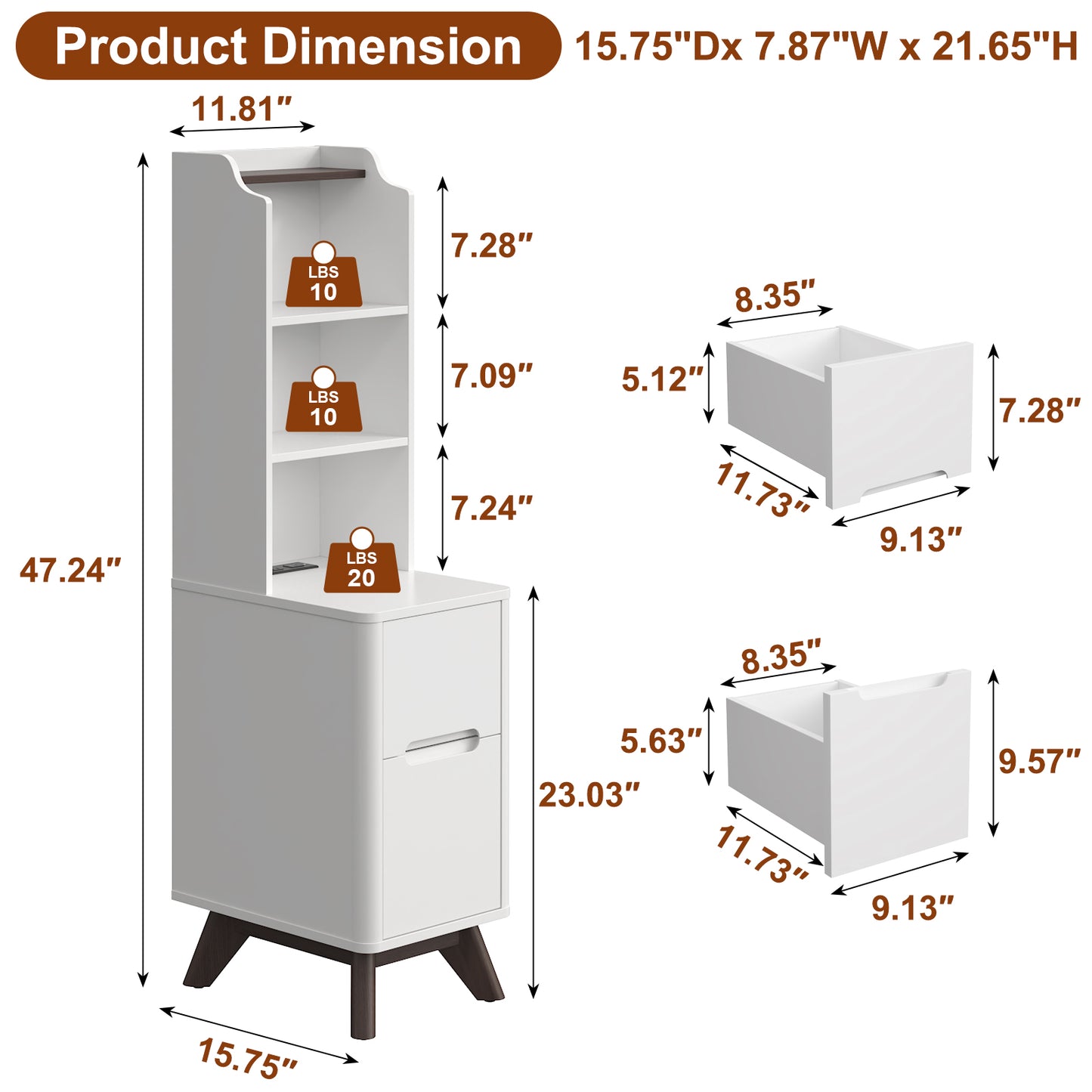 Tall Nightstand with Charging Station,Modern End Bedside Table for Bedroom
