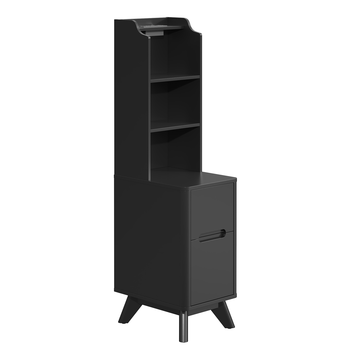 Tall Nightstand with Charging Station,Modern End Bedside Table for Bedroom