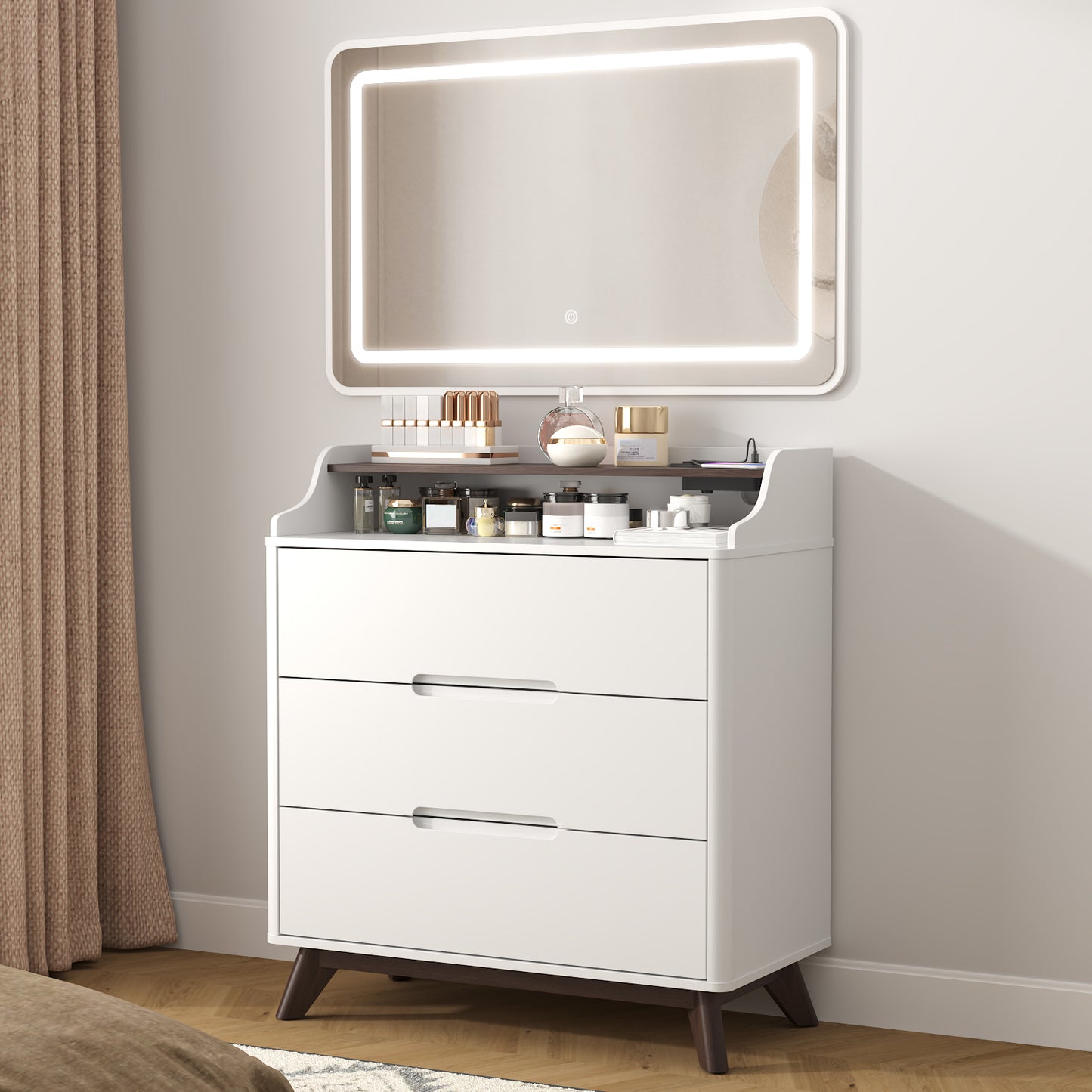 3 Drawer Chest Dressers with Charging Station for for Bedroom Living Room