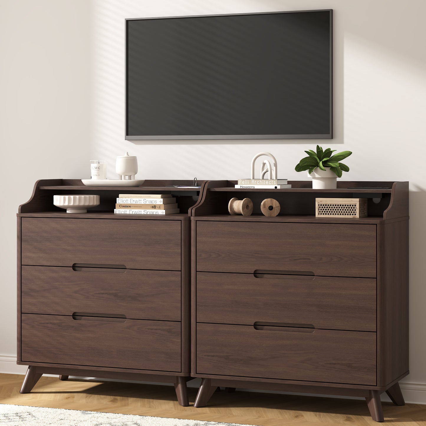 3 Drawer Chest Dressers with Charging Station for for Bedroom Living Room