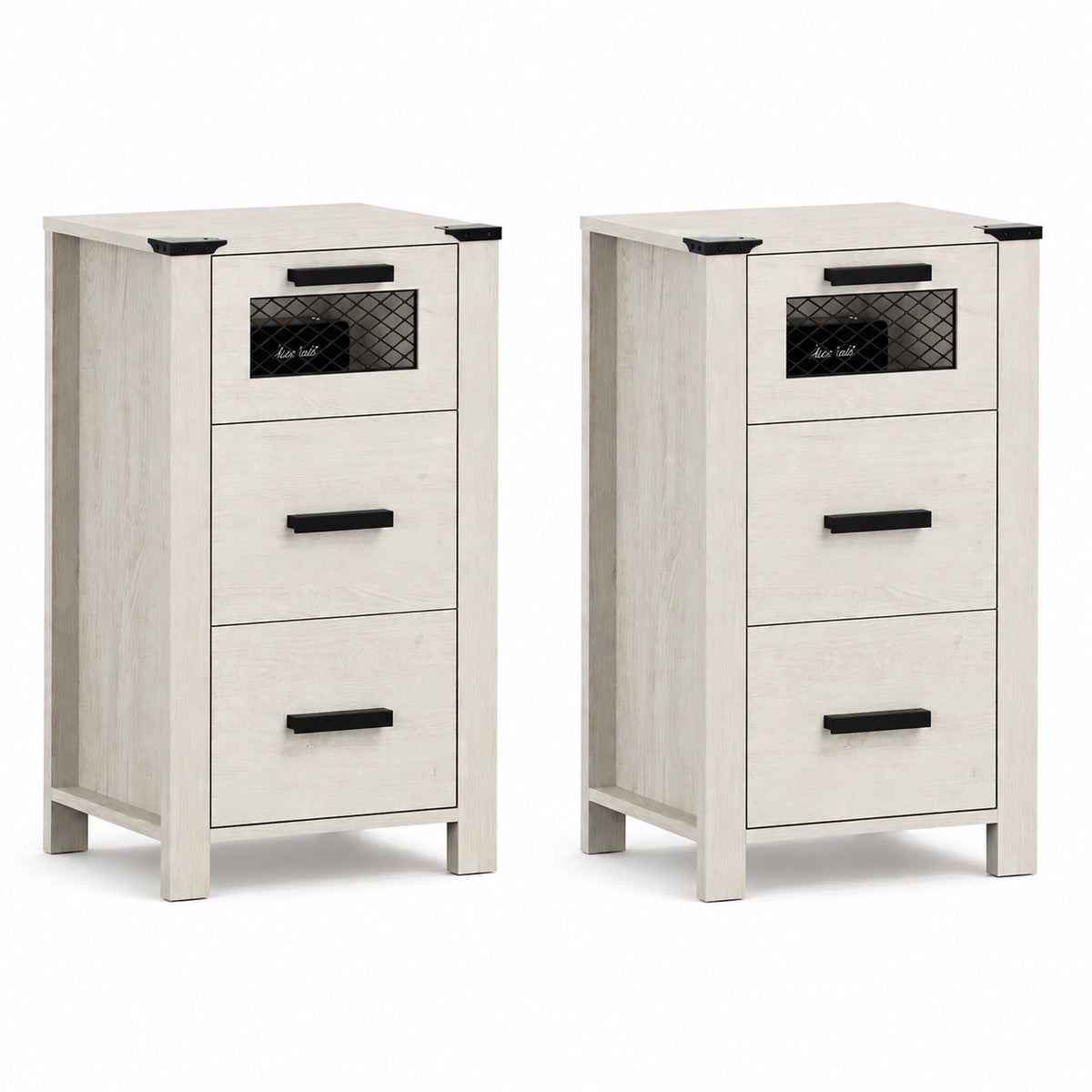 Nightstand Set of 2 with 3 Drawers , Side Tables for Bedroom, White