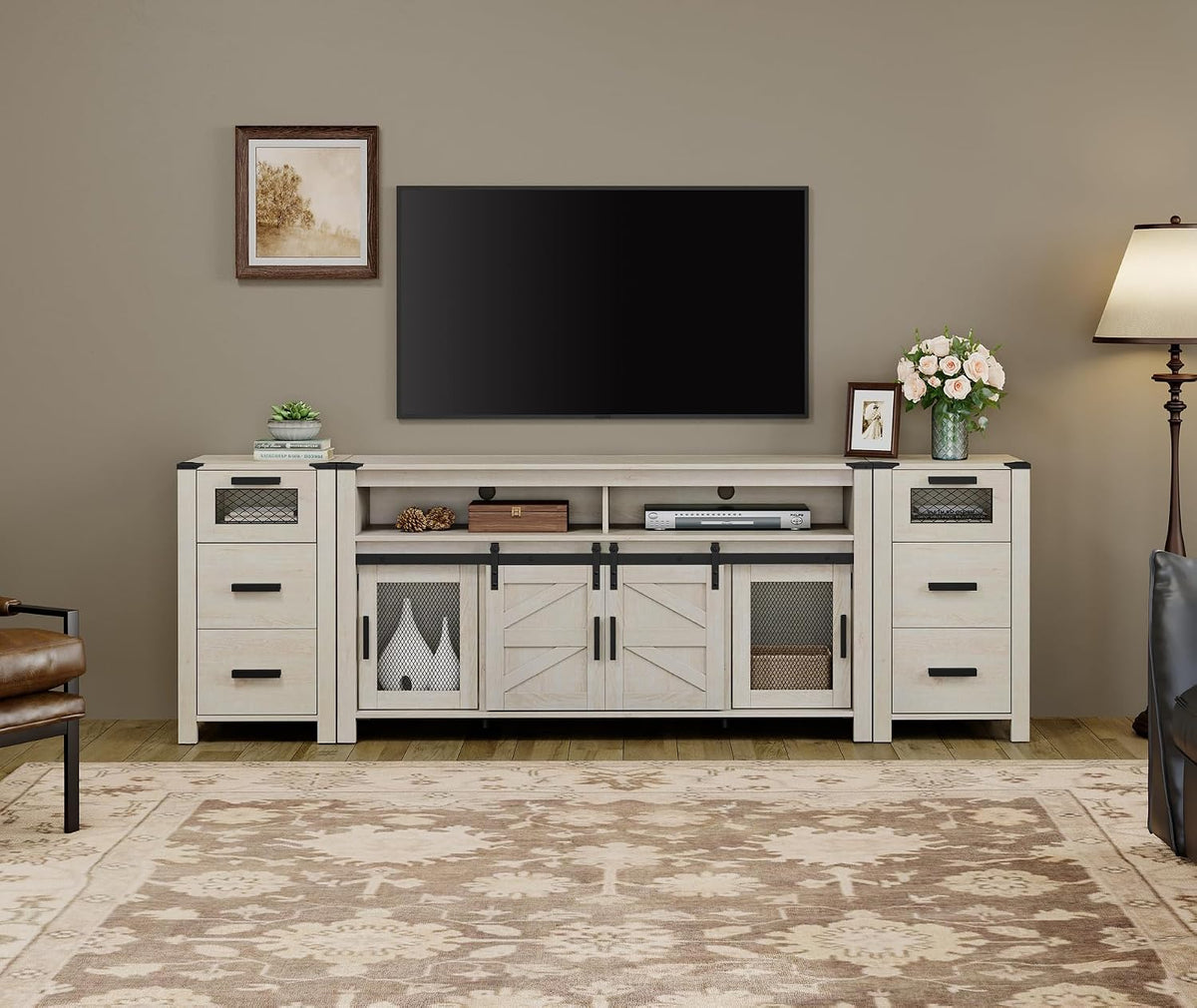 Nightstand Set of 2 with 3 Drawers , Side Tables for Bedroom, White