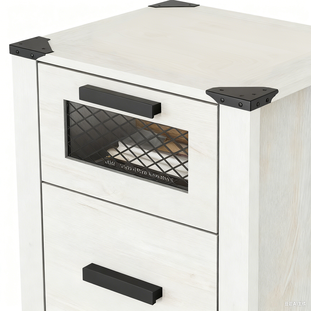 Industrial Side Table Set of 2, 3 Drawers, Modern Storage End Tables,Bedroom Living Room Nightstand